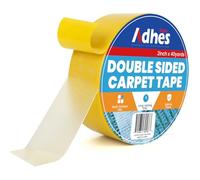 ADHES Ruban de Tapis Double Face Heavy Duty, Jaune 50MM x 36M x 1 Roll Amovible, Aucun Résidu Anti-Dérapant Tapis Clip Pour Planchers de Bois Franc, Blanc