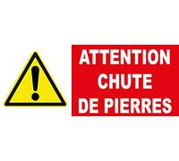 Adhesif Concept Panneau de Signalisation Rouge et Blanc en PVC, Style Fonctionnel, Avertissement: Attention Chute de Pierres