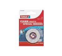 Adhésif de fixation miroirs - TESA - FIXER OBJET 1,5x19 mm - Résistant humidité - Soutient 70x70 cm - 1 kg/10 cm