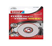 tesa Ruban adhésif double-face Fixer Xtrême – Fixation ultra forte 150 kg – 1,5 m x 19 mm – Blanc