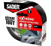 SADER Repare Tout Extrême Noir- Adhésif Extra Fort - Hautes Performances - Intérieur & Exterieur - Toutes Surfaces - Facile à Découper - 20m x 50mm