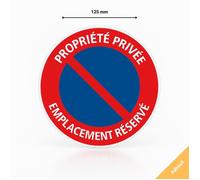 Adhésif panneau signalisation propriété privée emplacement réservé - Autocollant - Diamètre 125 mm