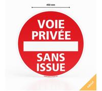 Adhésif panneau signalisation voie privée sans issue - Autocollant - Diamètre 450 mm
