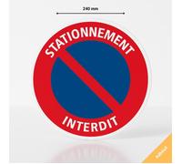 Adhésif panneau stationnement interdit - Autocollant - Diamètre 240 mm - Interdiction de stationner