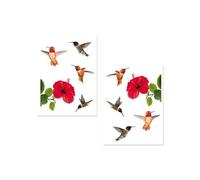 Adhésifs de vitres Hibiscus et colibris ROUGE G