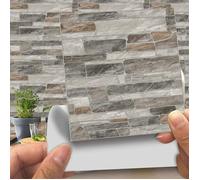 Adhésive Décorative à Carreaux pour Salle de Bains et Cuisine Stickers Carrelage, 20 Pièces Imitation Cuir Style Brique 3D Imi