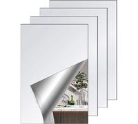 Adhesive Wall Mirrors, 4 X Self-Adhesive Wall Mirrors, Frameless, 20 X 30 Cm Sheet Acrylic Mirror, Adhesive Mirror Door For Pasting Bathrooms Or Bedrooms
