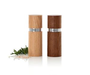 AdHoc CeraCut® MP463 Textura Ensemble de moulins à poivre et sel avec broyeur en céramique et bois naturel chêne foncé et clair