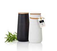 AdHoc Scape Lot de moulins à poivre et à sel, noir et blanc | Design en relief, broyeur céramique CeraCut® réglable de fin à gros, légers et livrés en coffret cadeau