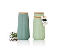 AdHoc Scape Lot de moulins à poivre et à sel, vert foncé et clair | Design en relief, broyeur céramique CeraCut® réglable de fin à gros, légers et livrés en coffret cadeau