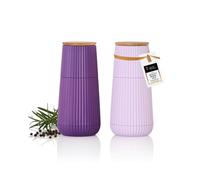 AdHoc Scape Lot de moulins à poivre et à sel, violet foncé et clair | Design en relief, broyeur céramique CeraCut® réglable de fin à gros, légers et livrés en coffret cadeau