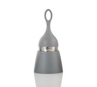 AdHoc TE16 FLOATEA Infuseur à thé flottant | Acier inoxydable/plastique | Filtre à thé en vrac, avec support collecteur d'égouttement, remplissage facile, (H) 130 mm x (P) 40 mm, gris