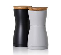 AdHoc Ensemble de moulins à poivre et sel TWIN – râpe céramique CeraCut® efficace – Noir 13,3x6,2 cm