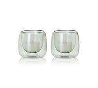 AdHoc Yuna Lot de 2 photophores en Verre soufflé à la Bouche pour intérieur et extérieur, décoration de Table, Design scandinave, Verres pour Bougies, Gris