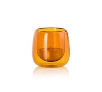 AdHoc Yuna Photophore en Verre soufflé à la Bouche pour intérieur et extérieur, décoration de Table, Design scandinave, résistant à la Chaleur, Verres pour Bougies, Orange