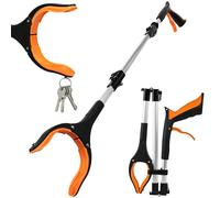 Adiwo 91cm Pliable Pince Ramasse Objet, Pince Telescopique, Pinces Ramasse Dechets, Ramasser Sans se Baisser avec Pointes Magnétiques et Rotatives à 360°, Antidérapant pour Personnes Âgées(Orange)