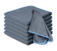 Adiwo Chiffon Magique Microfibre Carbone, 6X Serviette sans Trace Absorbant Polissage, 30 x 40 cm Lingette Essuie Verre pour Vitres, Miroirs, Écrans, Vaisselle Cuisine Menage Voiture, Bleu Ciel