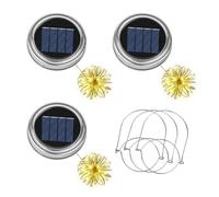 Adiwo Lampe solaire pour couvercle de bocal Mason,Lot de 3 Lampes Solaires de Rechange,Guirlande lumineuse à 20 LED,Lampes Solaires de Rechange pour décoration de jardin Lumière(Bocaux Non Inclus).