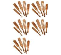 Adiythbm Ensemble de spurtles en bois : ustensiles de cuisine en teck pour | Essentiel : le kit de 25 spurtles en teck couvre grandes à petites spatules pour remuer, œufs et sauces.