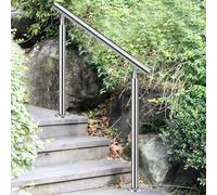 Adjuble Inless Rampe extérieure en acier brossé avec kit intégré, garde-corps antidérapant pour jardin, facile à nettoyer, 85 cm de hauteur