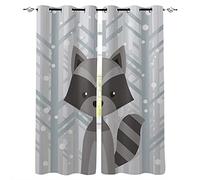 ADKMC Rideau Chambre Fille Gris Animal Dessin Animé Raton Laveur 280X180Cm Rideaux Ltants Rideaux De Cuisine De Porte Fenêtre À Oeillets Pour Salon Design Moderne 3D Imprimé Ltants Polyester Rideaux L