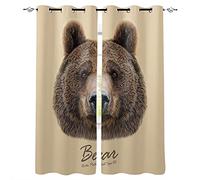 ADKMC Rideau Occultant Isolant Thermique Brun Mignon Animal Ours 150X166Cm Rideaux À Oeillets 3D Rideaux Ltants pour Chambre Salon Enfant Home Decorative Rideau De Fenêtre, 2 Panneaux