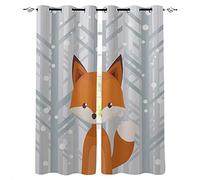 ADKMC Rideaux Occultants pour Salon Mignon Dessin Animé Animal Renard 150X166Cm Traitements De Fenêtre À Oeillets Impression 3D Garçons Filles Chambre Décoration De La Maison Super Doux Rideaux