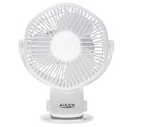 Adler Ventilateur sans fil 5"/12,7 cm AD7335 Clip USB LED 3 vitesses Blanc