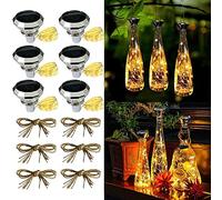 ADLOASHLOU Lot de 6 bouteilles solaires 20 LED 2 m,Guirlande lumineuse solaire pour bouteille LED,Diamant,Guirlande d'ambiance solaire,Pour bouteille de bricolage,Décoration (6 pièces chaudes)