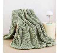 Admitrack Couverture en Tricot épais, 100% Chenille tricotée à la Main pour canapé et décoration d'intérieur, Douce et Confortable, Vert Sauge, 101,6 x 127 cm