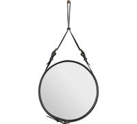 Adnet Miroir Mural Circulaire Ø45 cm Cuir Noir