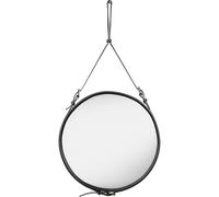 Adnet Miroir Mural Circulaire Ø58 cm Cuir Noir