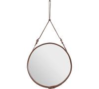 Adnet Miroir Mural Circulaire Cuir Tan Ø70 cm