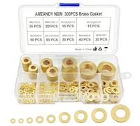 ADNEWX Kit Combiné de Rondelles Plates en Laiton 300 Pcs | 9 Tailles, M2 M2,5 M3 M4 M5 M6 M8 M10 M12 Rondelles Metal pour Gonds de Porte équipement de Véhicule Vis