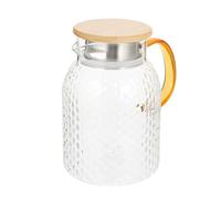 ADOCARN 1pièce Pitcher Verre Résistant Chaleur Carafe à Eau Transparente Grand Volume avec Bouchon Pichet Verre pour Eau Chaude ou Froide