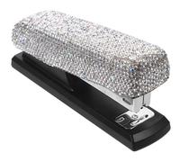 ADOCARN Agrafeuse Manuelle Compacte Blanche à Strass Diamant, Agrafeuse Créative pour Bureau et École, Lot de 1 Set de Set, Outil Léger et Pratique pour Agrafage Rapide et Stable