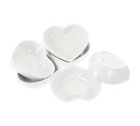 ADOCARN Assiettes à Sauce Japonaise en Céramique Blanche Lot de 6 de Cœur, Plats pour Sauce Soja et Amuse-Gueules, Usage Famille et Restaurant Réutilisable