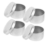 ADOCARN Boîtes de Stockage Faciles à Ranger Lot de 4 en Aluminium Argenté Conteneurs Ronds Couvercles pour Échantillons de Sol pour Usage en Laboratoire