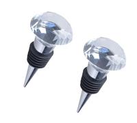 ADOCARN Bouchons de Vin et Garder le Vin Frais 2pcs en Cristal Diamant en Métal et Silicone pour Sceller lors de Fêtes et Banquets