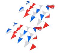 ADOCARN Drapeau de la fête de l'indépendance triangulaire rouge blanc bleu, 2 pièces, plastique, usage polyvalent, décoration extérieure pour 4 juillet et anniversaire