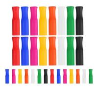 ADOCARN Embouts de Paille en Silicone Alimentaire Souple 6 Mm Lot de 32 Manchons Colorés Mixtes Compatibles Pailles Standard, Protection Hygiénique Réutilisable pour Couleur Aléatoire