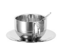 ADOCARN Ensemble de Tasses à Café Isothermes 250ml en Acier Inoxydable Résistantes à Déformation à Double Paroi avec Cuillère et Soucoupe, Résistantes la Déformation, Empilables pour