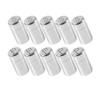 ADOCARN Lot de 10 Set de Set de Distributeurs D'épices Portables en Acier Inoxydable, Salières et Poivrières Compactes Argentées pour Voyage et Pique-niques Extérieur