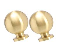 ADOCARN Lot de 2 Boutons de Tiroir en Laiton Doré, Poignées Rondes Élégantes et Anti-rouille pour Commode et Placard, Style Classique et Multifonction