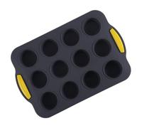 ADOCARN Moule à Muffins en Silicone Antiadhésif Noir 12 Cavités Facile à Ranger pour Cookies et Dîners, pour Pâtisserie Maison