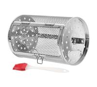 ADOCARN Panier à Gril en Acier Inoxydable avec Porte Unique et Brosse, Accessoire Cuisine pour Rôtir ou Sécher Les Amandes en Cuisson au Four Couleur Aléatoire