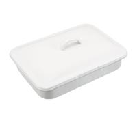 ADOCARN Plat à Rôtir en Émail Blanc avec Couvercle, Rectangulaire Antiadhésif, Résistant Haute Température, pour Cuisson Vapeur et Service à Table
