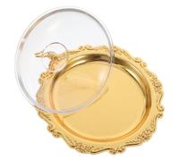 ADOCARN Plateau Rond Vintage en Acrylique avec Dôme Transparent pour Fruits et Snacks, Élégant pour Salle à Manger et Présentation Raffinée