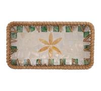 ADOCARN Plateau Tressé en Rotin Jaune Portable et Adaptable pour Organiser Maquillage et Parfums, pour Coiffeuse ou Événements de Salon