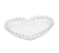 ADOCARN Plateau Utilitaire En Verre En Forme De Cœur 6.89X5.91X0.79 Pouces Assiette Pour Bijoux Collations Maison Et Présentation Alimentaire